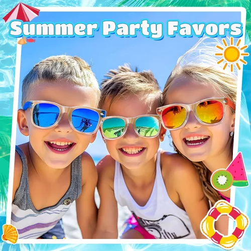 Miniatura 14 de Joycover Lentes de sol para niños a granel, recuerdo de fiesta para niños de 4 a 8 años, 24 lentes de sol translúcidos para niños con protección UV
