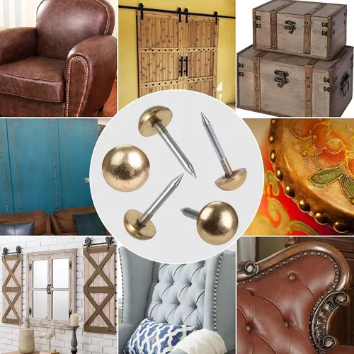 Miniatura 3 de Tachuetas retro de latón sólido puro como clavos de tapicería antiguos para muebles, chinchetas decorativas para madera, tachuelas para alfombras