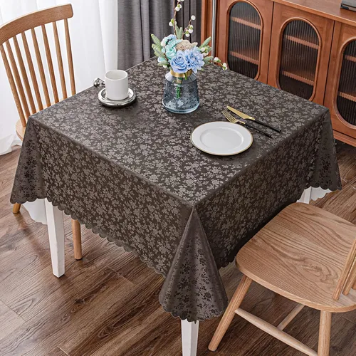 Miniatura 58 de Smiry Mantel cuadrado, mantel de vinilo resistente al agua, lavable, para cocina y comedor (azul bebé, 54 x 54 pulgadas)