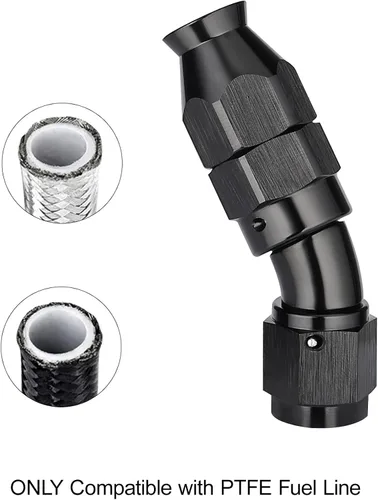 Miniatura 5 de EVIL ENERGY - Adaptador de manguera de una pieza PTFE 4AN de 30 grados, aluminio, color negro