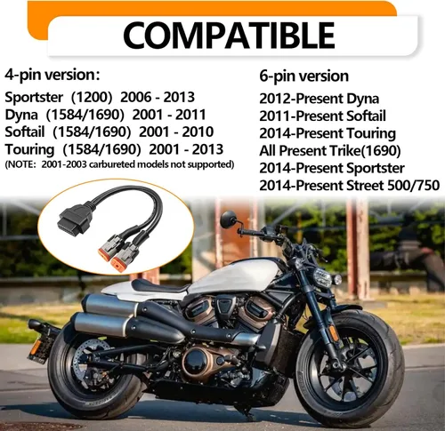 Miniatura 3 de Motocicleta Obd2 Cable 4pin+6pin 2 en 1 para Harley Davidson 16 Pin a 4 Pin 6 Pin Herramienta de escaneo, adaptador de escáner OBD herramienta