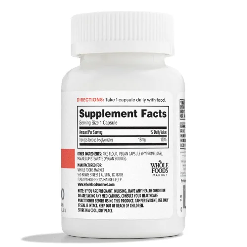 Miniatura 2 de 365 by Whole Foods Market, Hierro quelado 18 mg, vegano, 100 cápsulas