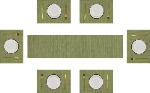 Miniatura 45 de SHACOS - Caminos de mesa de vinilo tejido, lavables, para uso en interiores o exteriores, fáciles de limpiar
