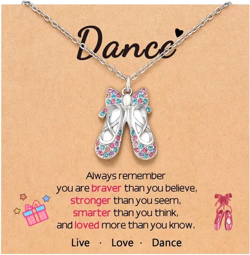 ORISPRE Ballerina Necklace Gifts for Girls, Dance Recital Gifts for Girl Birthday Graduation Christmas Gifts, Jewelry for Girls