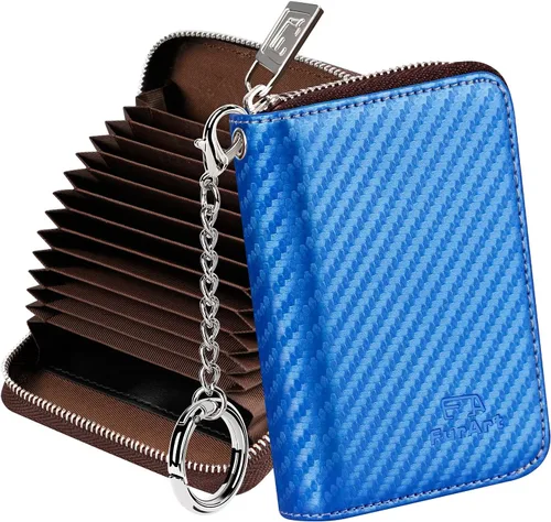 Miniatura 45 de FurArt Cartera con Cremallera para Mujeres, Cartera con Bloqueo RFID para Tarjetas de Crédito, Portador de Tarjetas de Presentación, Cartera Llavero