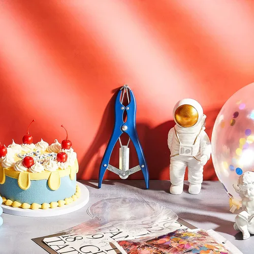 Miniatura 5 de Minatee Alicates expansores de globos, herramienta de relleno de globos, de acero inoxidable azul, alicates de relleno de lentejuelas para llenar