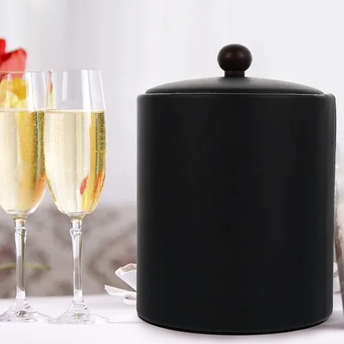 Miniatura 9 de DOITOOL Cubo de hielo aislado de acero inoxidable de doble pared con tapa y pinzas de hielo para bar en casa, cerveza, champán y vino, negro