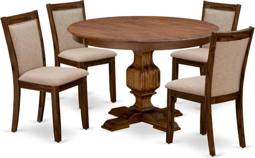 Miniatura 18 de East West Furniture F2MZ5-N04 - Juego de muebles de comedor de 5 piezas, incluye una mesa de comedor redonda con pedestal y 4 sillas tapizadas