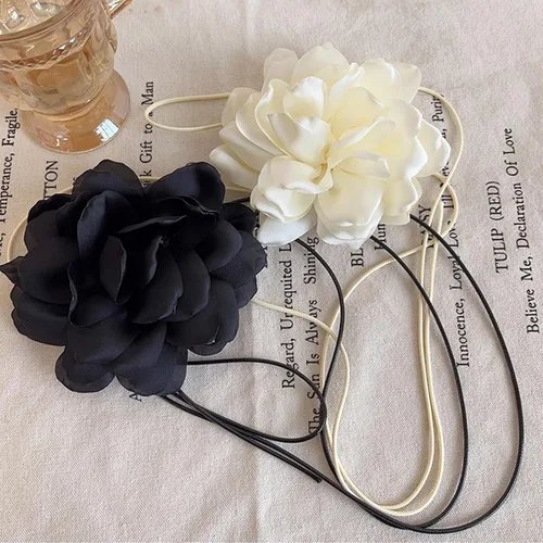 Miniatura 8 de KIMI RAJI Gargantilla de flores para mujer, gargantilla de terciopelo largo de terciopelo para mujeres, niñas, novia, boda, fiesta, verano, collares