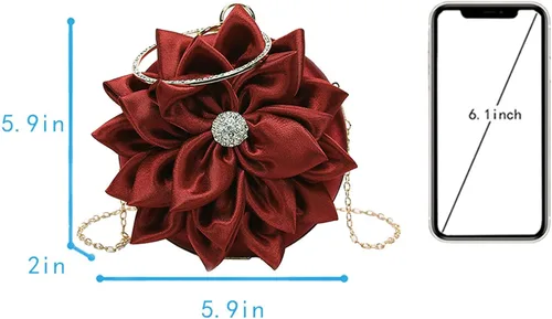 Miniatura 4 de Buddy - Bolso de mano de satén suave para mujer, con forma de rosa, para boda, fiesta