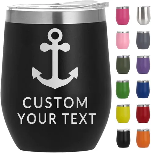 Miniatura 18 de Vaso de vino personalizado para mujer con tapa, grabado personalizado, aislados, de acero inoxidable, texto al vacío, regalos para café, vino, plata