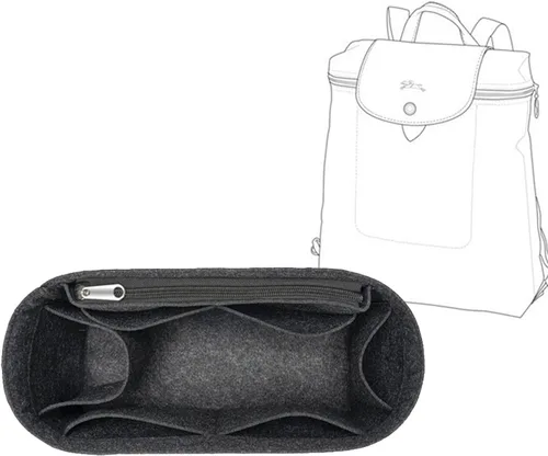 D.DUO Organizador de mochila, organizador de bolso, organizador de bolsa de fieltro con múltiples bolsillos para Longchamp Le Pliage (gris)