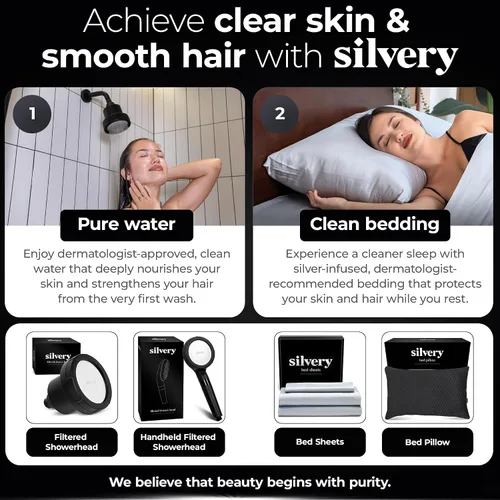 Miniatura 7 de Silvery Cabezal de ducha filtrado de alta presión - Agua limpia aprobada por dermatólogos con filtro Silvery Technology™ - El cabezal de ducha