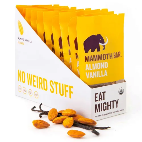 Miniatura 10 de Barra de anacardo y canela, orgánica, paleo, sin gluten y cruda por Mammoth Bar, 0.35-0.47 onzas de proteína, 1.8 onzas (10 barras)