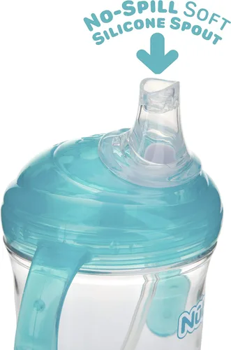 Miniatura 4 de Nuby No Spill 360 - Vaso de Tritan con agarre y popote ponderado N' Sip con cubierta higiénica, 8 onzas, vaso de entrenamiento, verde azulado