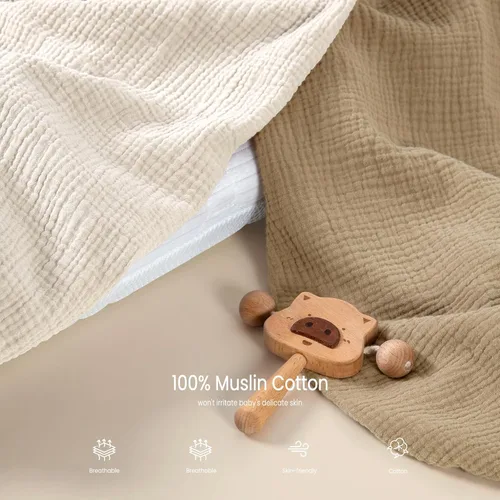 Miniatura 138 de lulumoon Sábanas de muselina para moisés para bebé: sábanas ajustables suaves para moisés de cabecera para niños y niñas Oliva y Crema