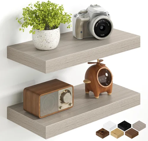Miniatura 17 de Fun Memories Estantes flotantes de 16 pulgadas para pared, estantes de 8 pulgadas de profundidad para baño, dormitorio, cocina, montaje en pared