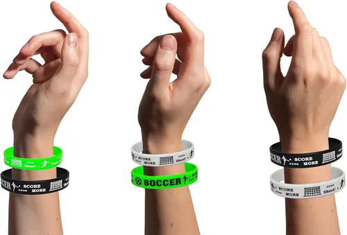 Miniatura 4 de 24 pulseras de silicona para fiestas de fútbol, inspiradoras, regalos de fiesta deportiva y suministros para premios de cumpleaños