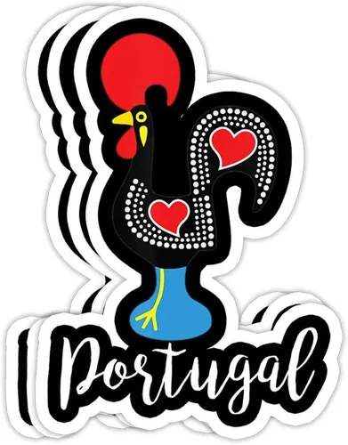 Figura de gallo portugués Portugal Galo de Barcelos, decoración de regalo, calcomanías de vinilo de 4 x 3, calcomanía para laptop, calcomanía para