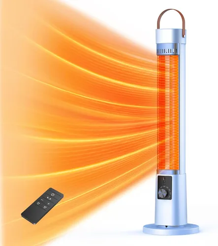 Miniatura 13 de Calentador al aire libre para patio, 32" Calentadores eléctricos por infrarrojos para interiores con control remoto, 1500W, oscilación de 60°