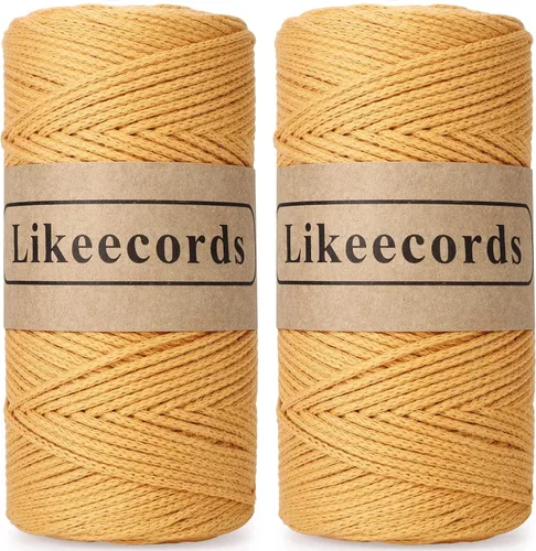 Miniatura 7 de Likeecords Cuerda de algodón 100% hilo de ganchillo de 0.079 pulgadas, cuerda trenzada de macramé, cuerda de macramé, hilo de ganchillo para regalo
