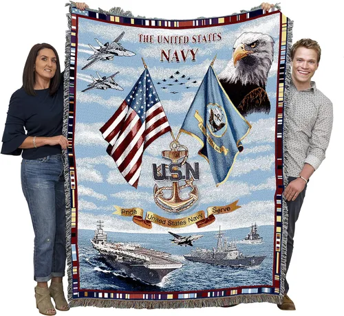 Miniatura 17 de Pure Country Weavers PCW - Manta familiar de la Marina de los Estados Unidos, manta militar de regalo para la parte posterior del sofá o sofá