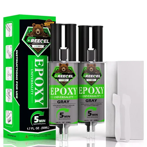 Miniatura 12 de Pegamento epoxi transparente de 2 partes, adhesivo epoxi de 5 minutos, jeringa de 0.85 onzas (paquete de 2), pegamento de resina epoxi transparente