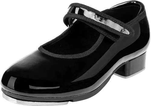 Stelle Tap Shoes for Girls Boys PU Leather Black Non-Slip Dance Shoes for ToddlerLittle KidBig Kid