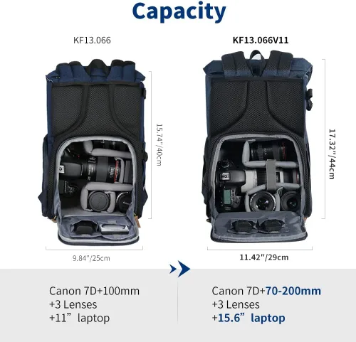 Miniatura 5 de K&F CONCEPT Mochilas para cámara para fotógrafos, bolsa de viaje para trípode, lente, accesorio con compartimento para laptop y cubierta contra