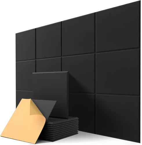 Miniatura 12 de Paneles acústicos de pared absorbentes de sonido, panel de azulejos autoadhesivos de panal de abeja, paquete de 12 unidades de diseño hexagonal Beige