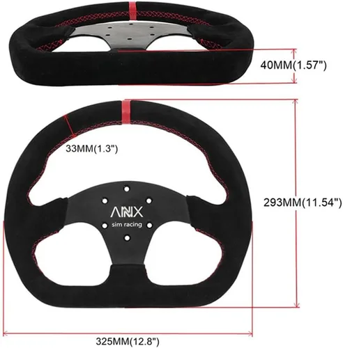 Miniatura 5 de RASTP - Volante universal de carreras de 13.8 pulgadas/350mm, 6 pernos, agarre de vinilo y aluminio con botón de bocina para auto - Negro