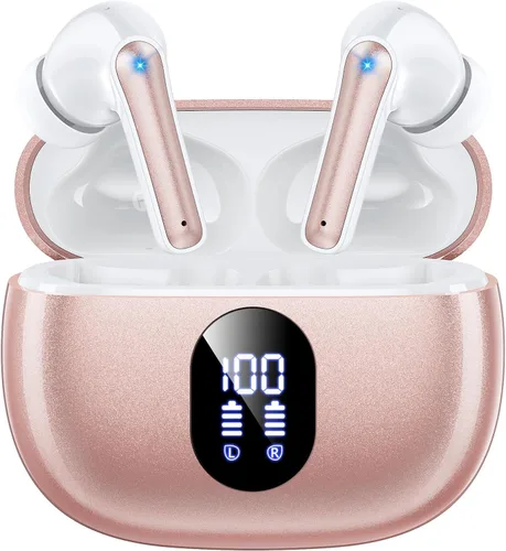 ZZU Auriculares inalámbricos, auriculares Bluetooth con sonido estéreo de graves grandes, 48 horas de reproducción, auriculares ligeros de ajuste