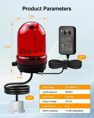 Miniatura 2 de Alarma de bomba de sumidero, detección de fugas de agua alta con alarma fuerte de 110 dB e indicador LED, cable de sonda de 5 pies, alimentación