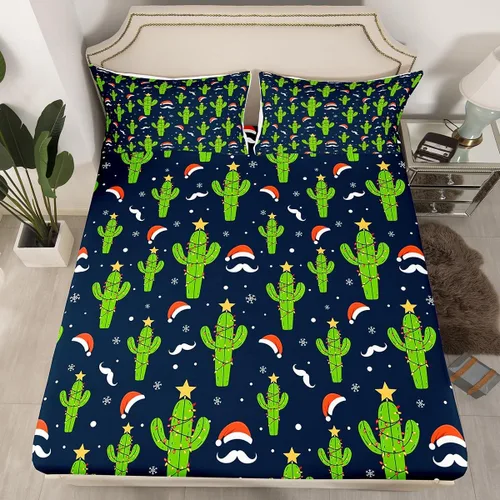 Miniatura 34 de Juego de sábanas con diseño de Papá Noel y muñeco de nieve para niños, niñas y niños, de temática navideña, juego de cama con diseño de árbol