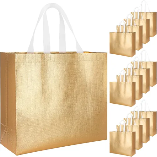 Miniatura 9 de 12 bolsas de regalo reutilizables, acabado brillante con asa, no tejidas, plegables para damas de honor