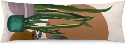 Miniatura 11 de Funda de almohada corporal, estilo bohemio, abstracto, con hojas de Monstera tropicales, para cama, tamaño grande, suave, estilo mediados de siglo