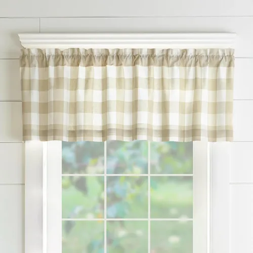 Miniatura 12 de Elrene Home Fashions Farmhouse Living Buffalo-Check Juego de cortinas de dos niveles para baño o cocina, 30" x 24" (Juego de 2 niveles), Gris/Blanco