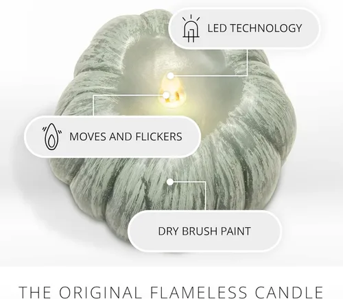 Miniatura 3 de Luminara Vela LED de llama móvil parpadeante sin llama con figura de calabaza (5.25 x 4.5 pulgadas), cera real suave sin perfume, función de tiempo
