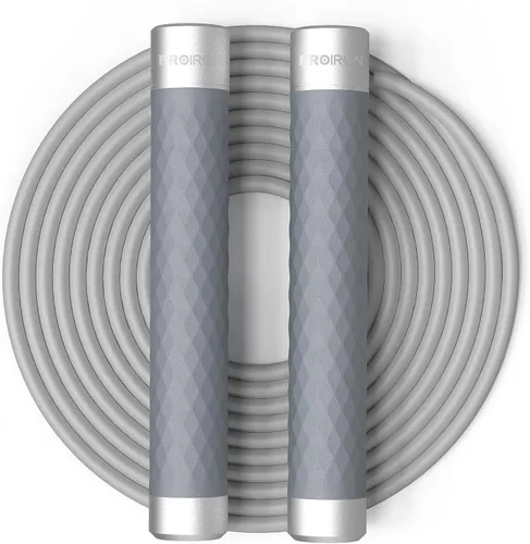 Miniatura 8 de PROIRON Cuerda de saltar con peso de 1 libra, cuerda de saltar con mango de aleación de aluminio, cuerda de saltar extra gruesa de 0.276 in