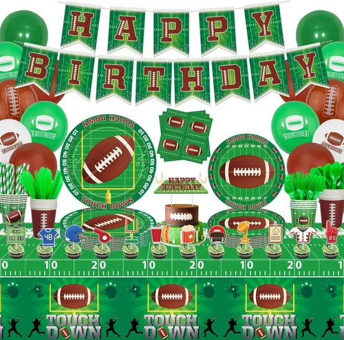 Paquete de 204 decoraciones de fiesta de cumpleaños de fútbol, suministros de fiesta de fútbol, decoración de fiesta de fiesta de juegos deportivos,