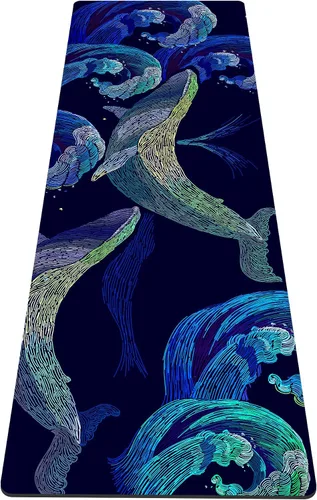 Miniatura 18 de nuveti Alfombrilla de yoga con estampado extra grueso de elastómero termoplástico antideslizante con bolsa de transporte, 72 x 24 pulgadas, extra