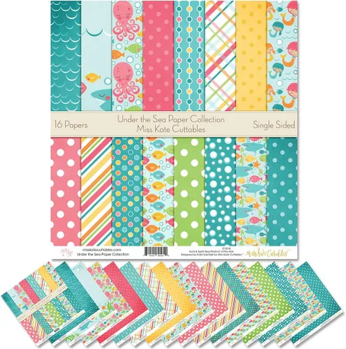 Paquete de papel de patrón – Under the Sea – Scrapbook Premium Specialty Paper de una cara de 12 x 12 pulgadas, colección incluye 16 hojas – por