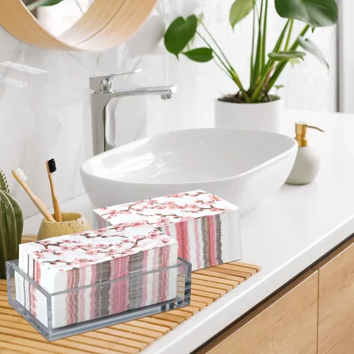 Miniatura 2 de Estune 200 servilletas de 2 capas desechables de papel con flores de papel para cena, servilletas de mano para baño, tocador, boda, vacaciones