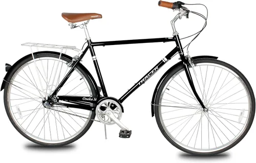Miniatura 18 de Tracer Osaka - Bicicletas híbridas, marco de acero, Shimano Nexus Inter 3/7 velocidades, agarre marrón asiento marrón, bicicleta de carretera, Rojo