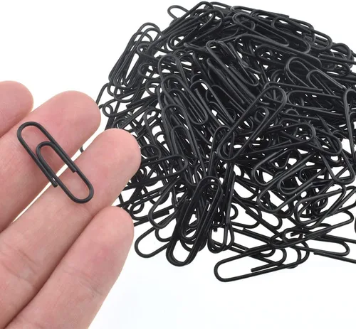 HAHIYO Clips de papel grandes de 1.1 pulgadas (1.102 in) de longitud, clips negros con revestimiento de vinilo para evitar arañazos y desgarros, las