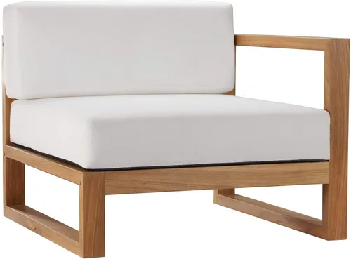 Miniatura 5 de Modway EEI-4256-NAT-WHI-SET Sofá biplaza seccional de 2 piezas de madera de teca para patio, color blanco natural