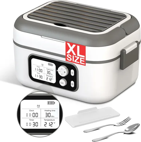 Miniatura 11 de Lonchera eléctrica inalámbrica con calefacción, 1.5L - 6.3 tazas, 20000 mAh, 100 W, recargable, calentador de alimentos inteligente con divisor