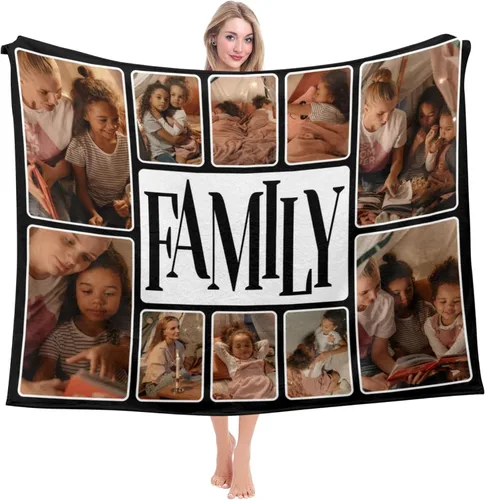 Miniatura 12 de Manta de arcoíris personalizada para familia, adultos, niños, mantas con nombre personalizado con patrón de arco iris para niños y niñas, lindas