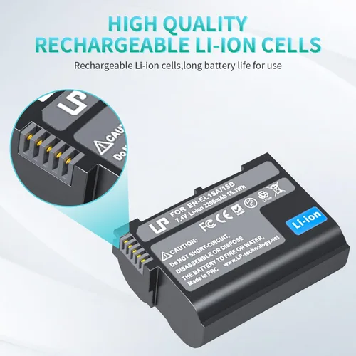 Miniatura 6 de LP EN-EL15C Batería de Reemplazo, 2200 mAh EN-EL15a/EN-EL15b Batería Compatible con Nikon D7500, D7200, D7100, D7000, D850, D750, D500, D810a, D810