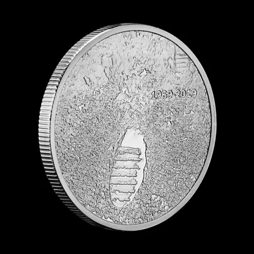 Miniatura 3 de Challenge Coin Apollo Aniversario Humanos Primer aterrizaje Monedas Conmemorativas Plata plateado